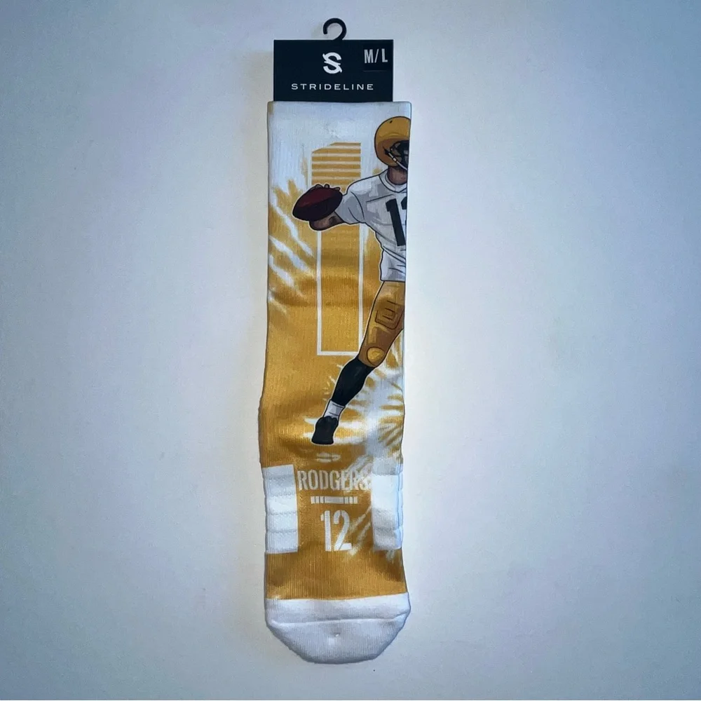 Men's Aaron Rodgers Greenbay Packers Strideline Socks M/L New